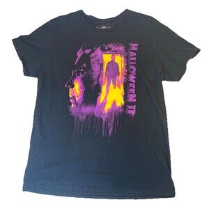 Halloween II Shirt Mens Large Black Purple Horror Movie Michael Myers Cotton